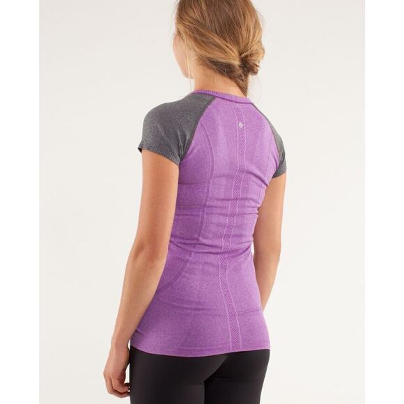 Lululemon Run Swiftly Tech Shirt Womens 4 Plum Gray Seamless Short Sleeve *READ - Picture 13 of 14